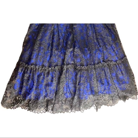 Moulinette Soeurs Blue Black Lace Overlay Dress 1/2 Zip in Back Women’s Dress 4 - Picture 3 of 13